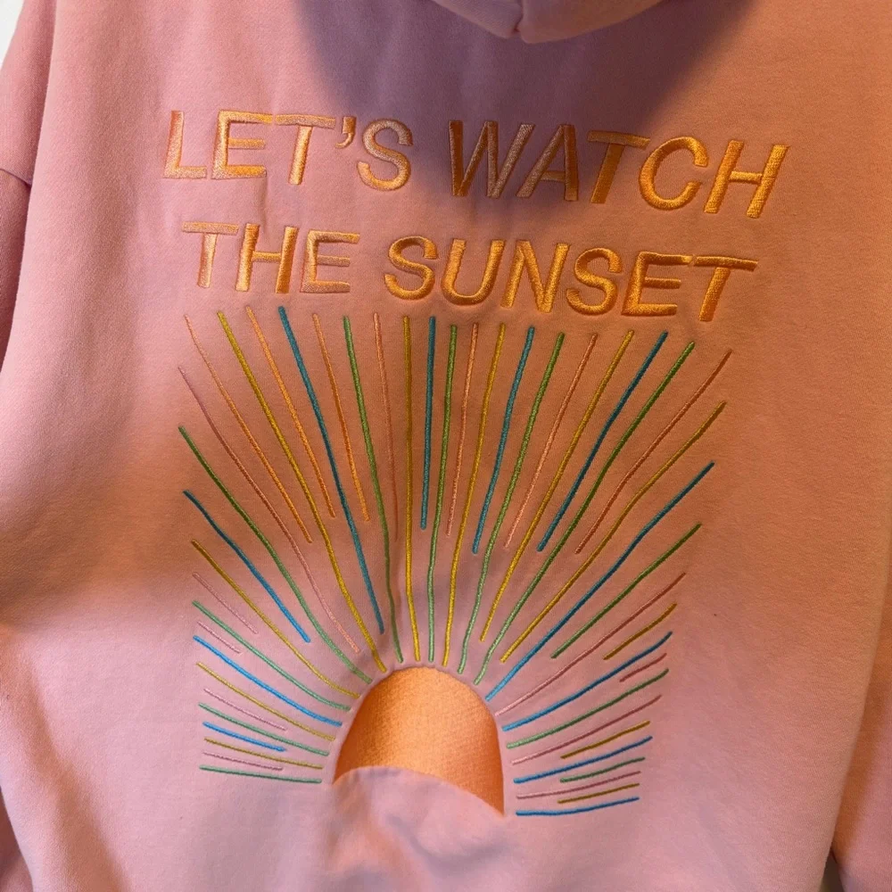 Dandy Worldwide sweatshirt hoodie pink "lets watch the sunset" women's size XL - Picture 3 of 4